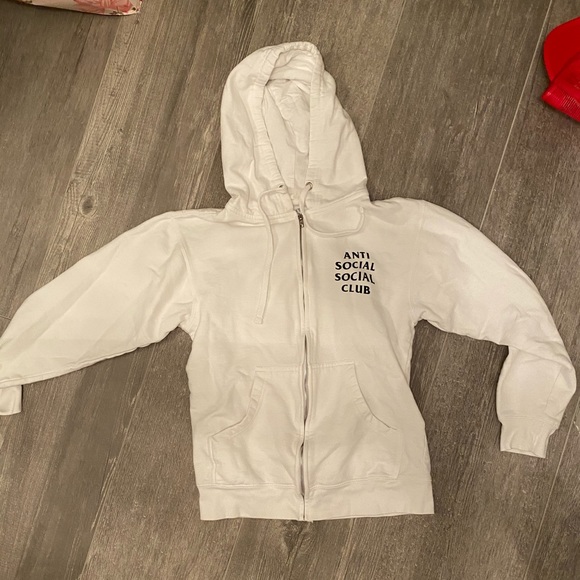 Anti Social Social Club Tops - Antisocial social club white hoodie with zipper
